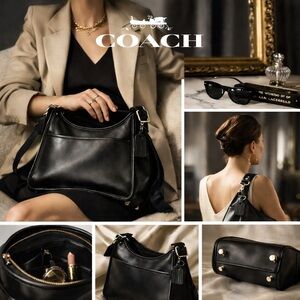 Vintage Coach Legacy Slim Shoulder Bag Black Glove-Tanned Leather Y2K Minimal